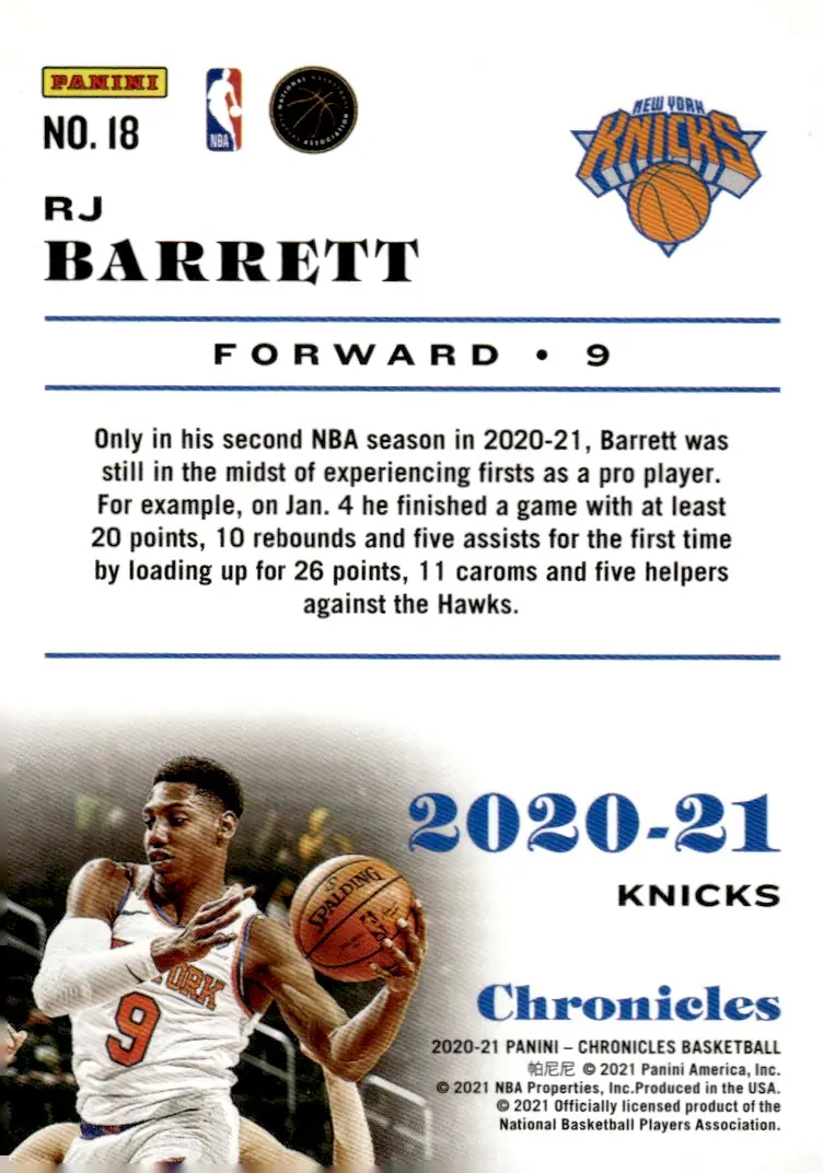 2020-21 Chronicles #18 RJ Barrett (back)