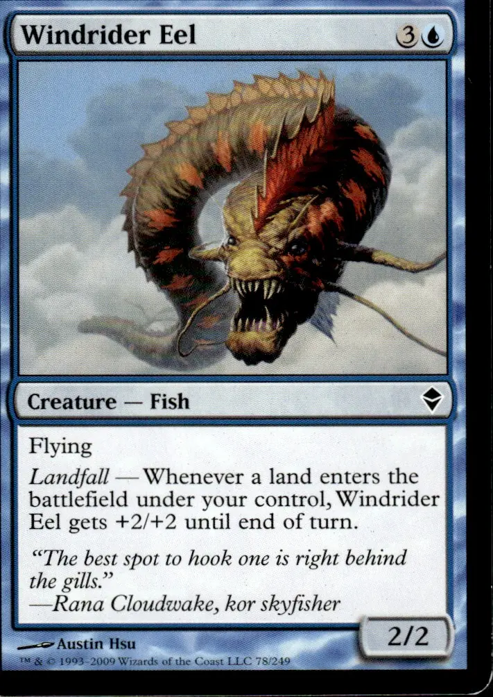 2009 Zendikar #78/249 Windrider Eel (front)