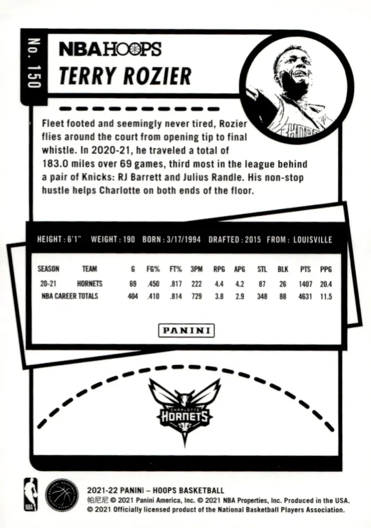 2021-22 NBA Hoops #150 Terry Rozier (back)