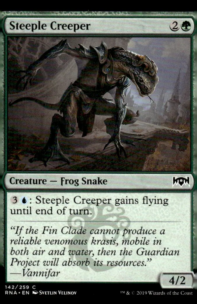 2019 Ravnica Allegiance (RNA) #142/259 Steeple Creeper (Creature — Frog Snake); art by Svetlin Velinov (front)