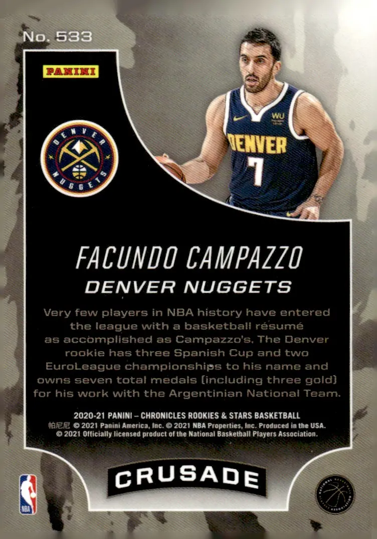 2020-21 Chronicles Basketball #533 Facundo Campazzo (back)