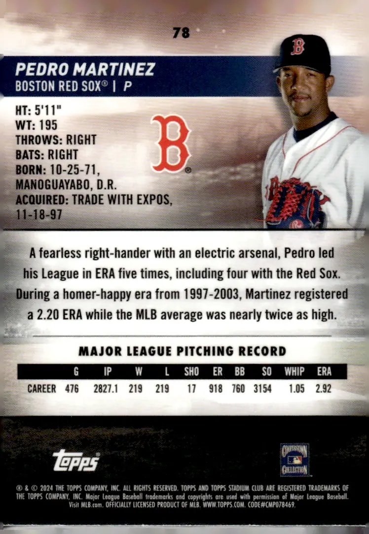 2024 Topps Stadium Club Chrome #78 Pedro Martinez (back)