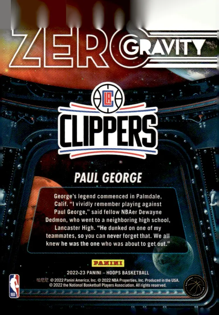 2022-23 NBA Hoops #12 Paul George (back)