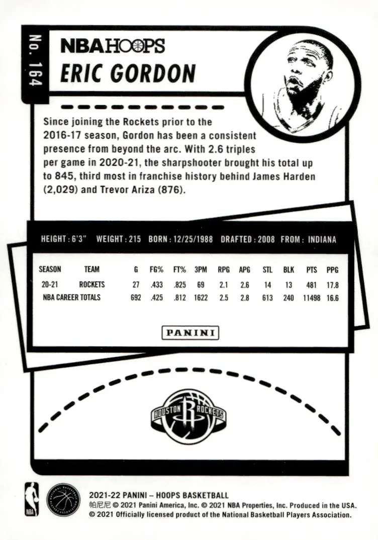 2021-22 NBA Hoops #164 Eric Gordon (back)