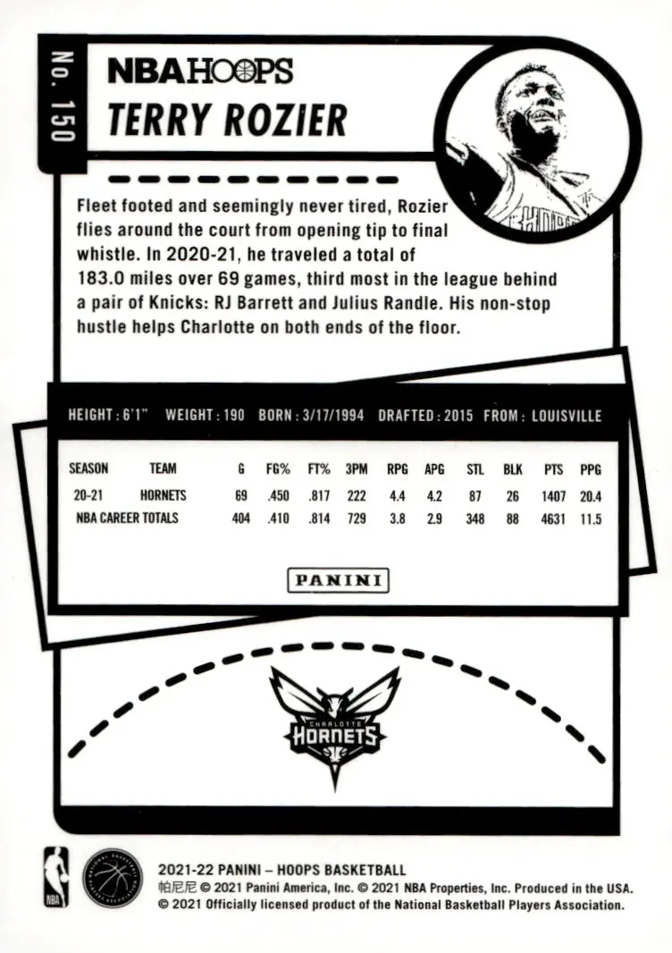 2021-22 NBA Hoops #150 Terry Rozier – Purple (back)