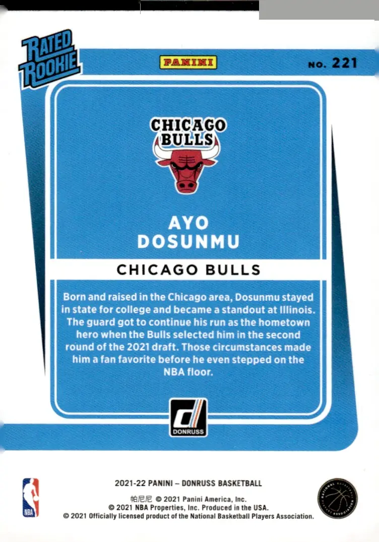 2021-22 Donruss #221 Ayo Dosunmu (back)