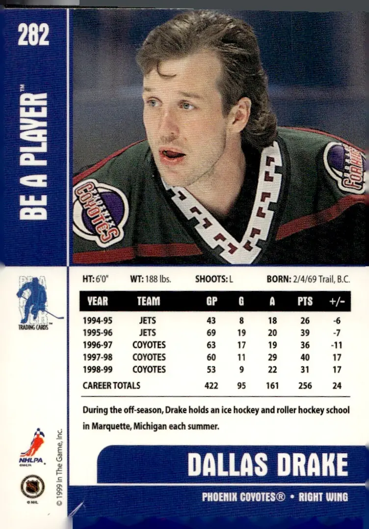 1999-00 Be A Player Memorabilia #282 Dallas Drake (back)