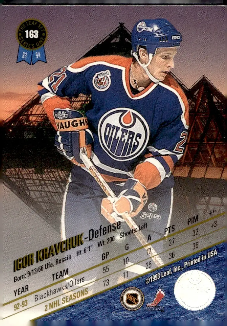 1993-94 Leaf #163 Igor Kravchuk (back)