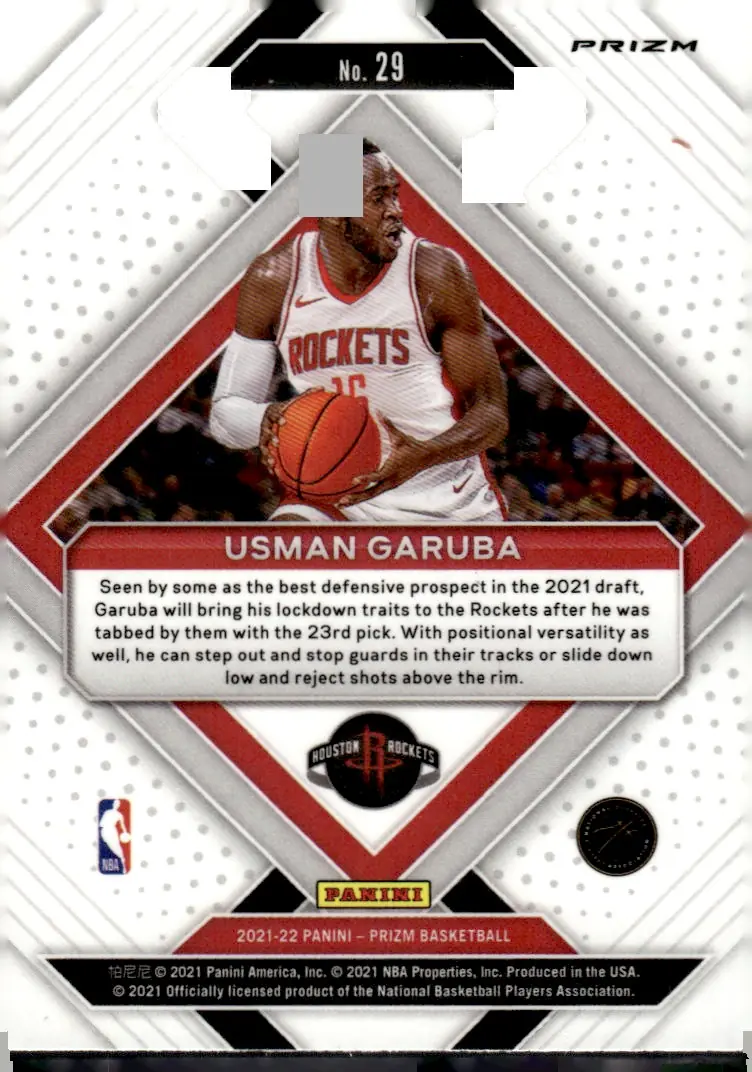 2021-22 Prizm #29 Usman Garuba (back)