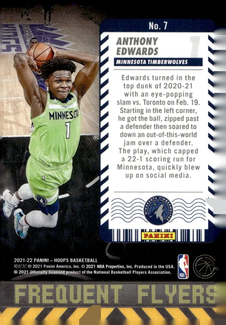 2021-22 NBA Hoops #7 Anthony Edwards (back)