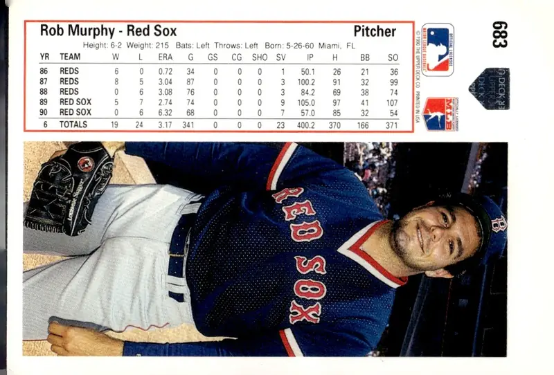 1991 Upper Deck #683 Rob Murphy (back)