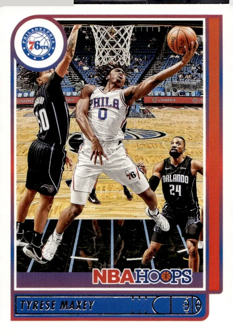 2021-22 NBA Hoops #57 Tyrese Maxey (front)