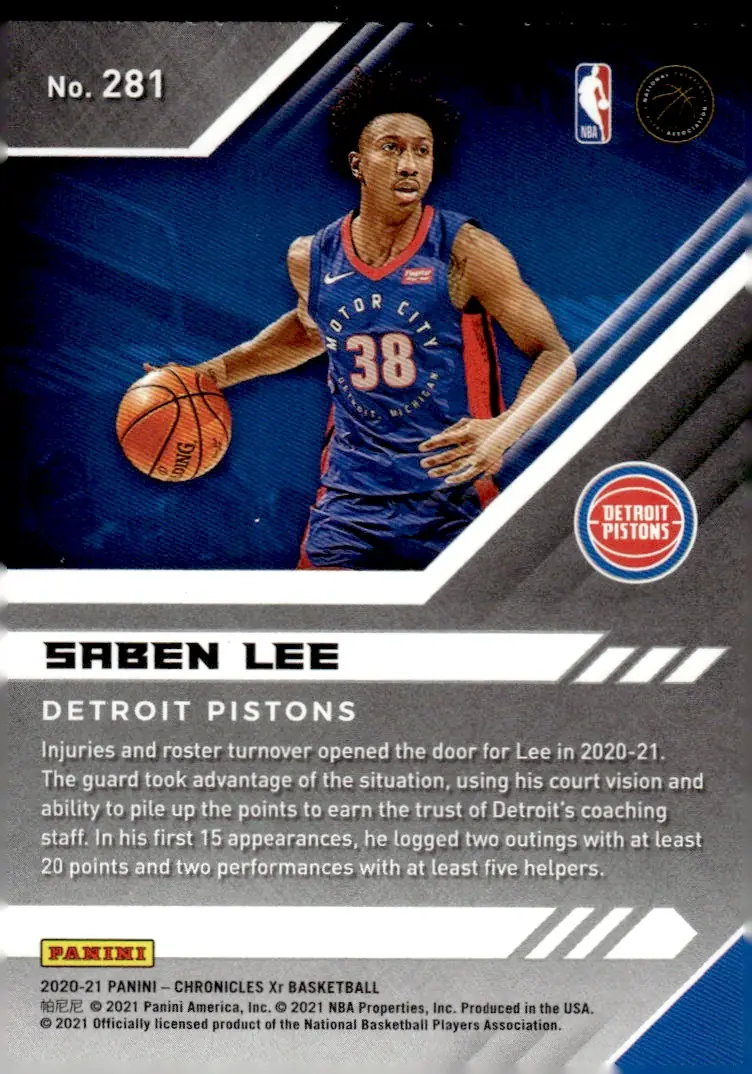 2020-21 Chronicles Basketball #281 Saben Lee (back)
