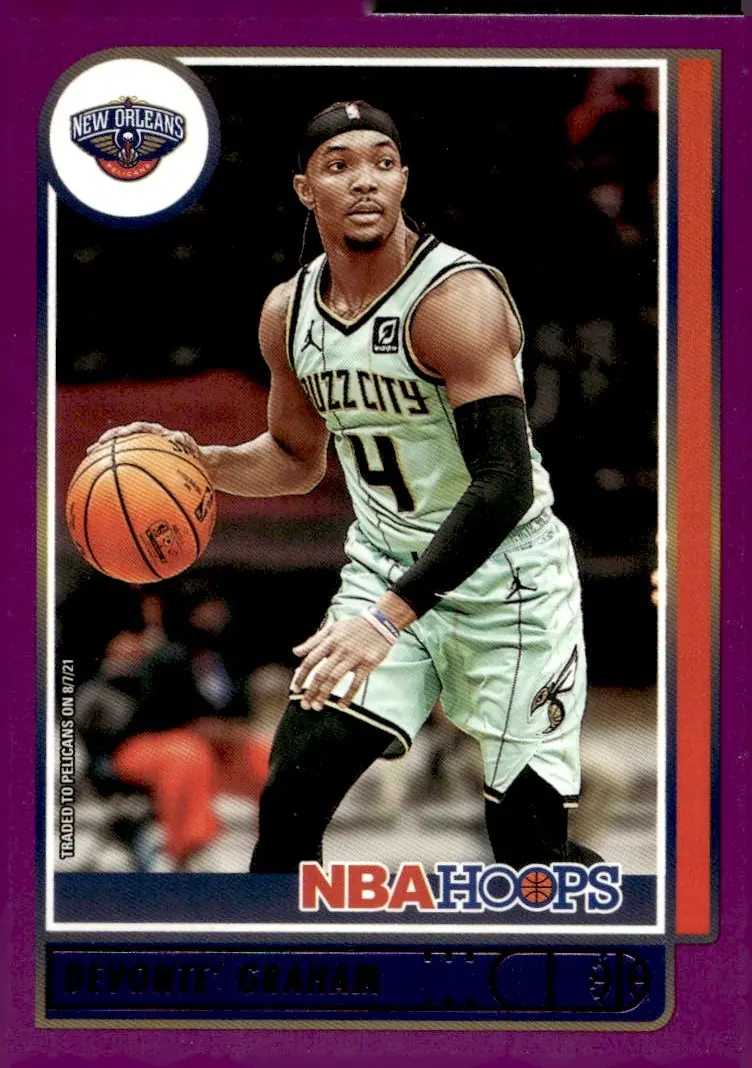 2021-22 NBA Hoops #180 Devonte' Graham – Purple (front)