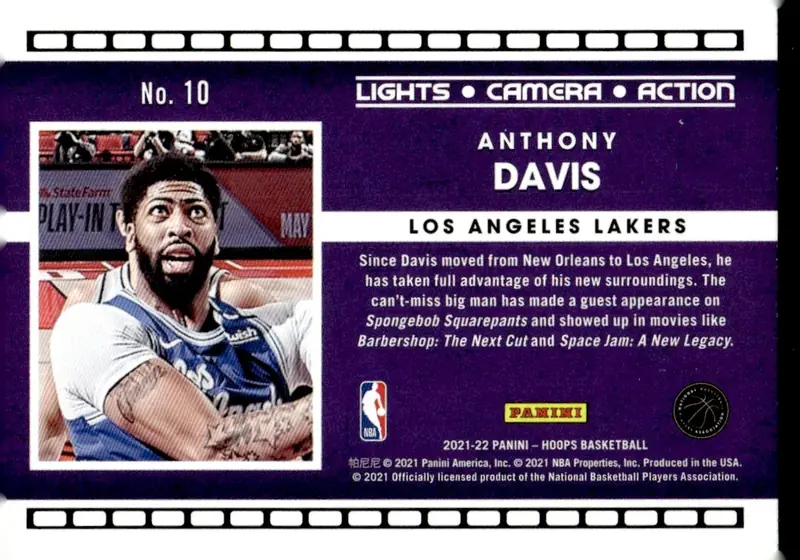 2021-22 NBA Hoops #10 Anthony Davis (back)