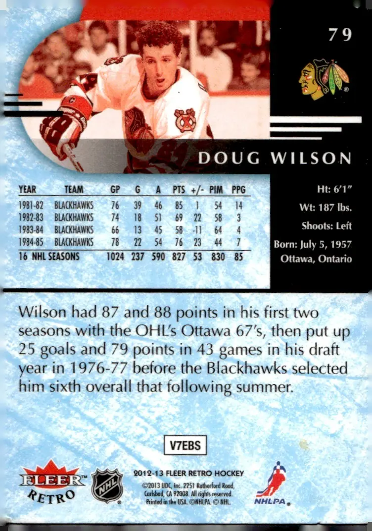 2012-13 Fleer Retro #79 Doug Wilson (back)