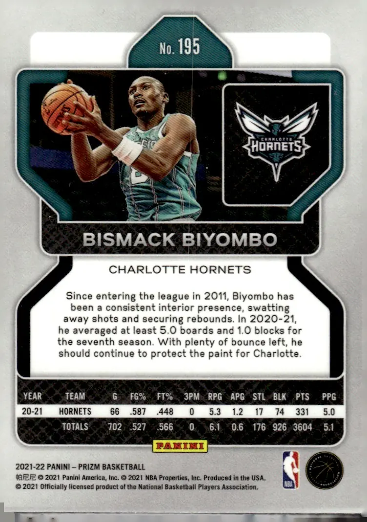 2021-22 Prizm #195 Bismack Biyombo (back)