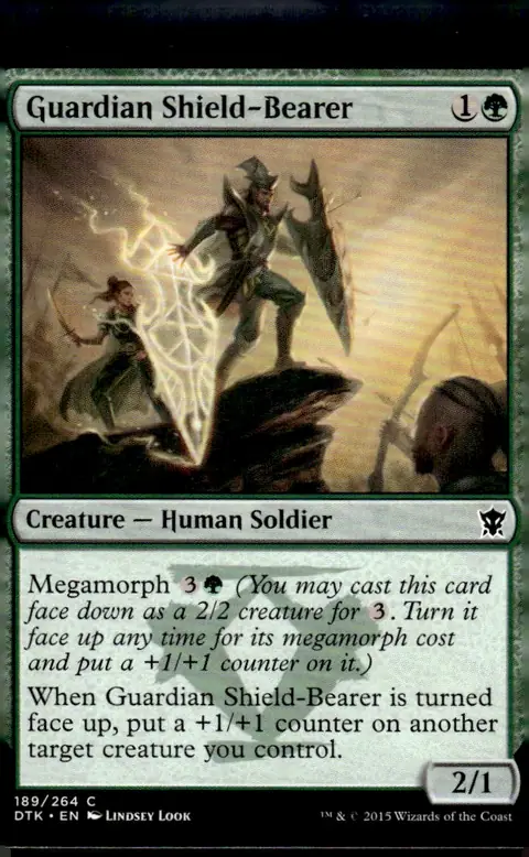 2015 Dragons of Tarkir (DTK) #189/264 Guardian Shield-Bearer (Creature — Human Soldier); art by Lindsey Look