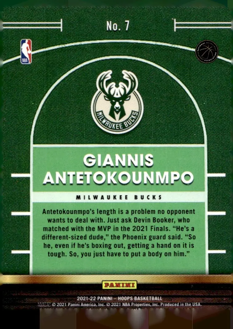 2021-22 NBA Hoops #7 Giannis Antetokounmpo (back)