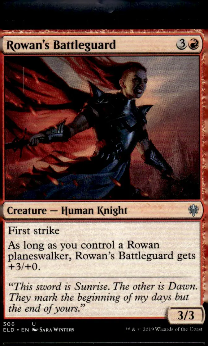 2019 Throne of Eldraine (ELD) #306 Rowan's Battleguard (front)