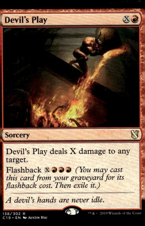 2019 Commander 2019 (C19) #138/302 Devil's Play (card name); illustrated by Austin Hsu