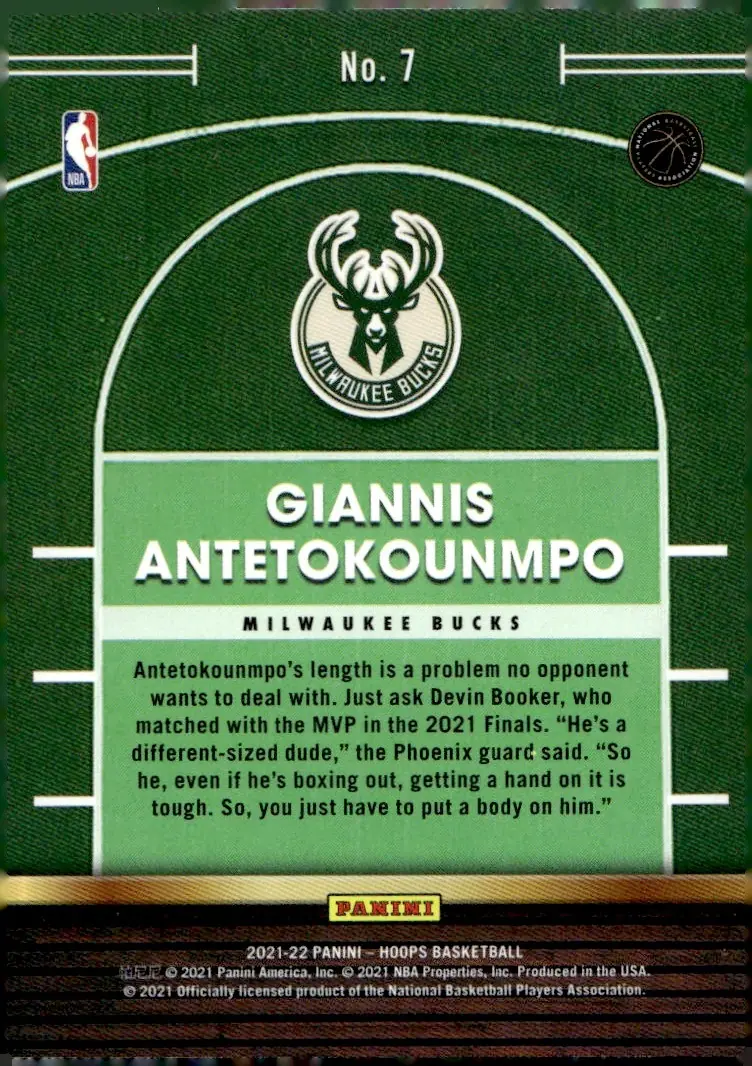 2021-22 NBA Hoops #7 Giannis Antetokounmpo (back)