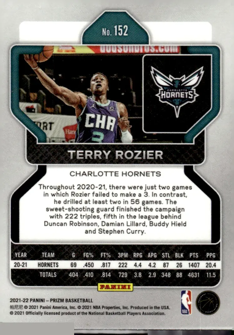 2021-22 Prizm #152 Terry Rozier (back)