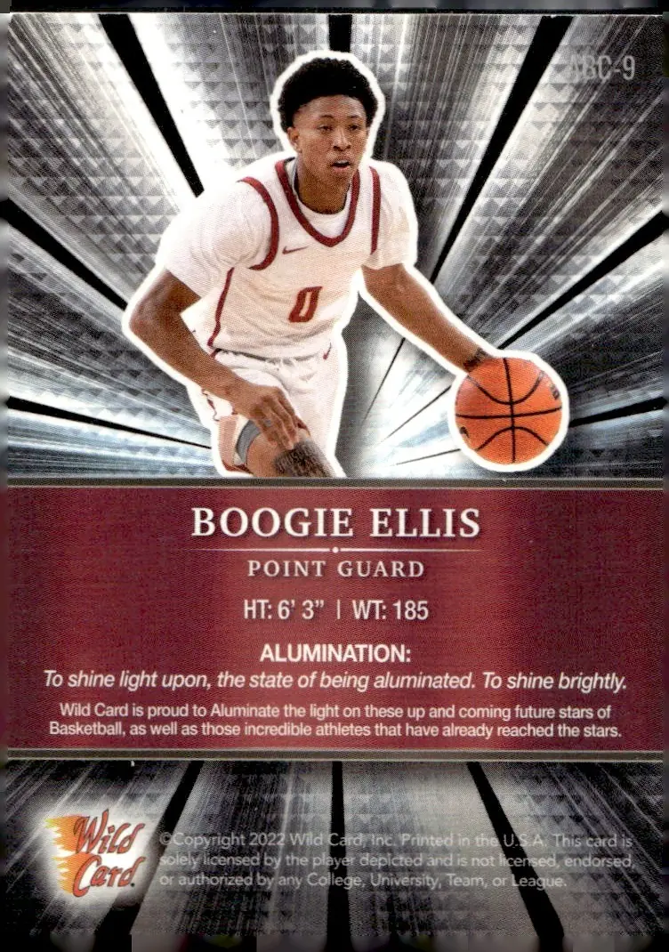 2022 Wild Card Alumination Basketball Edition #ABC-9 Boogie Ellis (back)