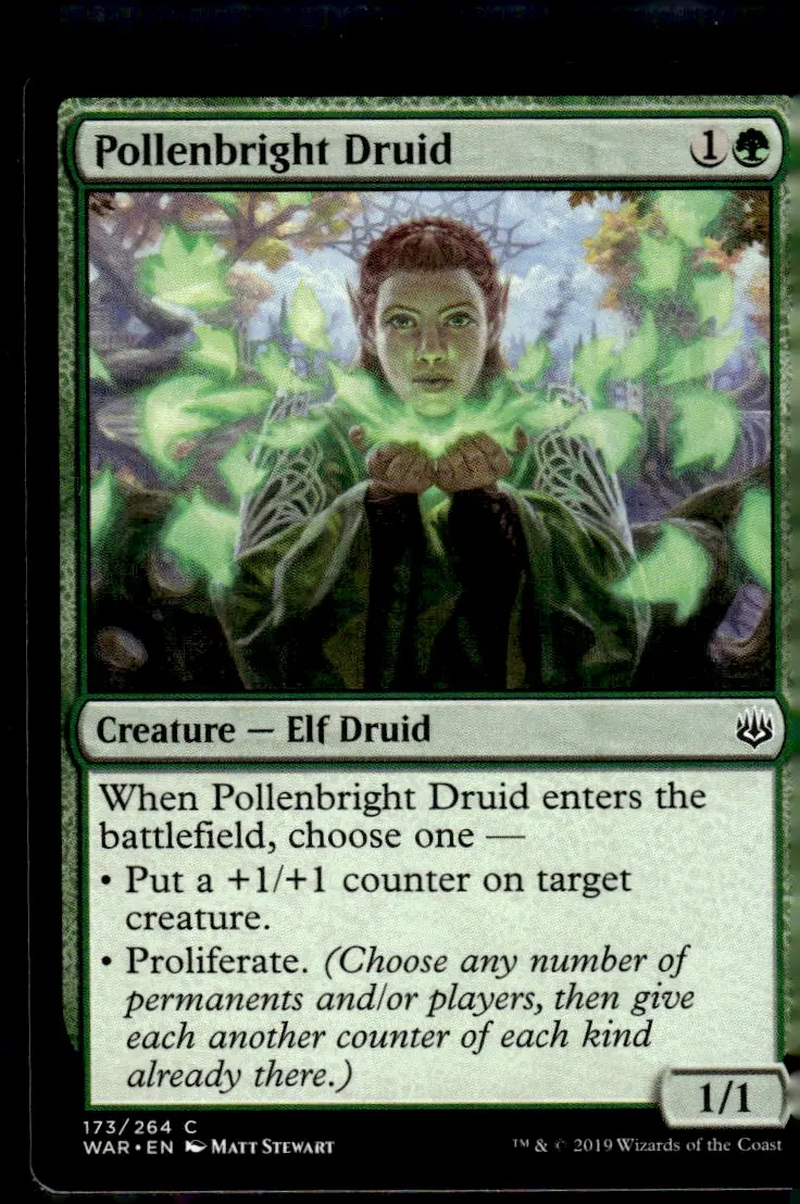 2019 Magic: The Gathering - War of the Spark (WAR) #173/264 Pollenbright Druid – Foil (front)