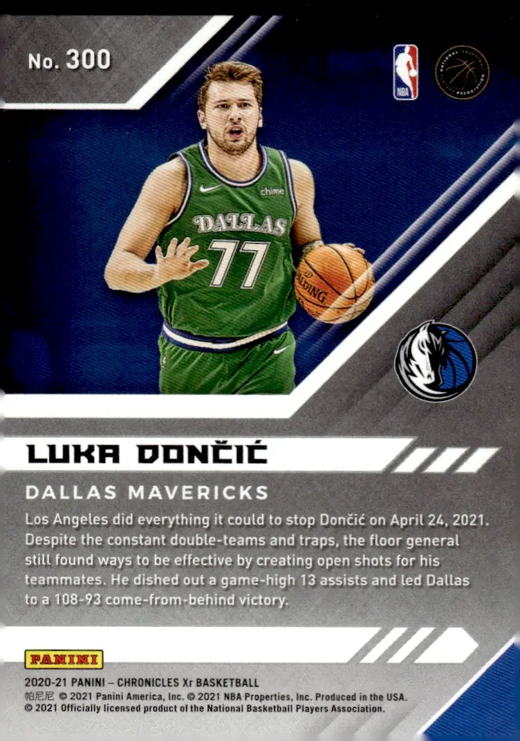 2020-21 Panini Chronicles Basketball #300 Luka Dončić – Pink (back)