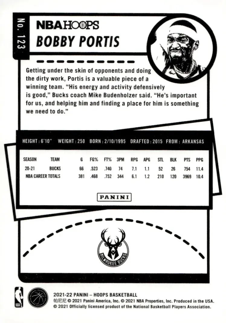 2021-22 NBA Hoops #123 Bobby Portis (back)