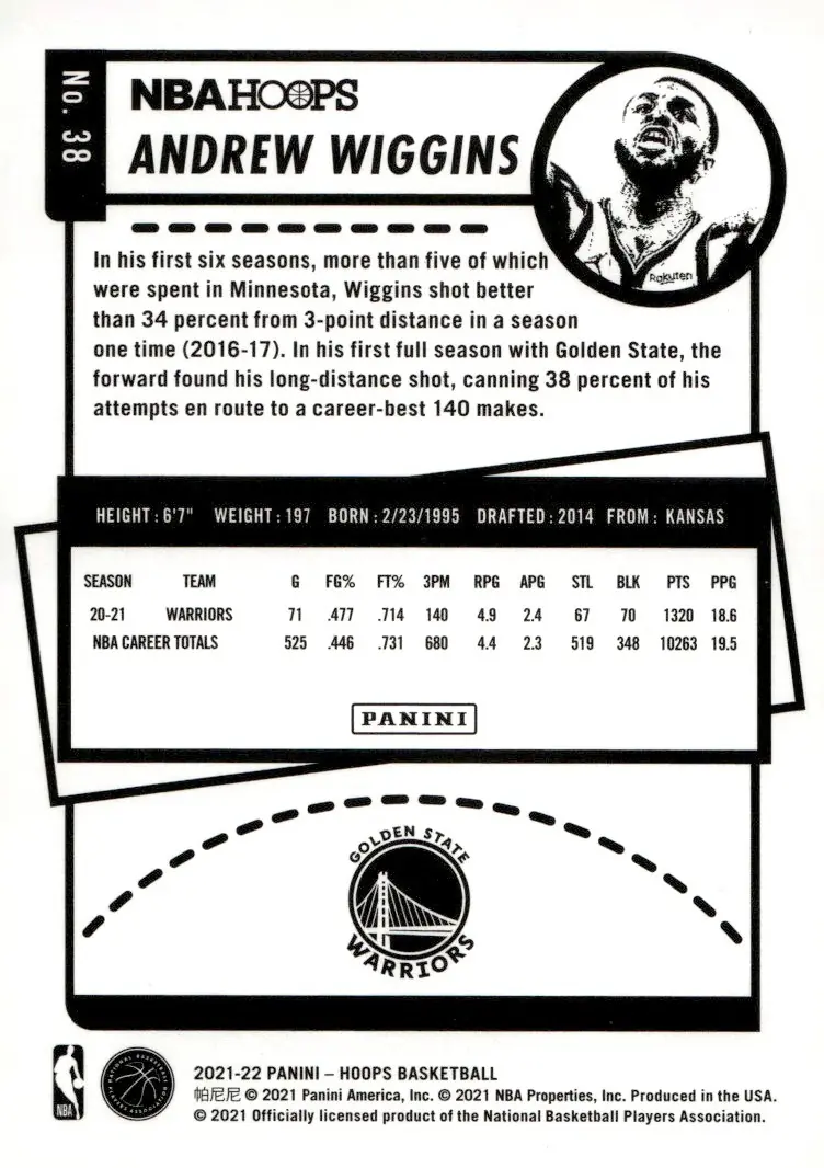 2021-22 NBA Hoops #38 Andrew Wiggins (back)