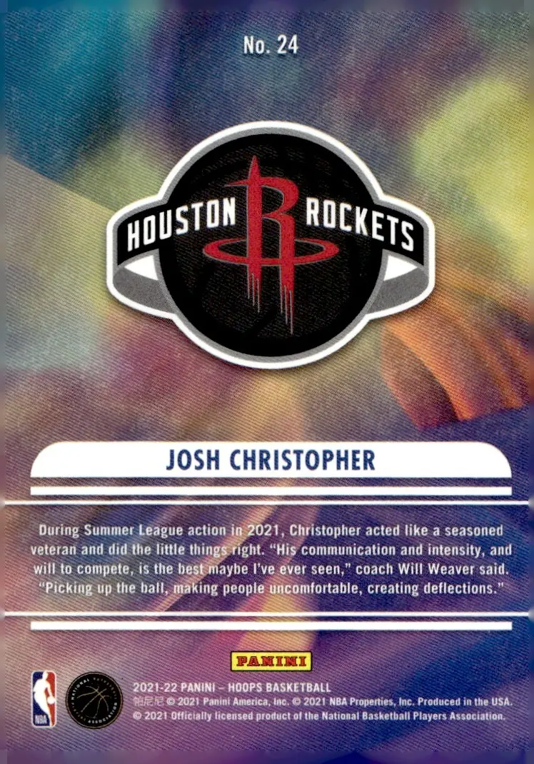 2021-22 NBA Hoops #24 Josh Christopher (back)