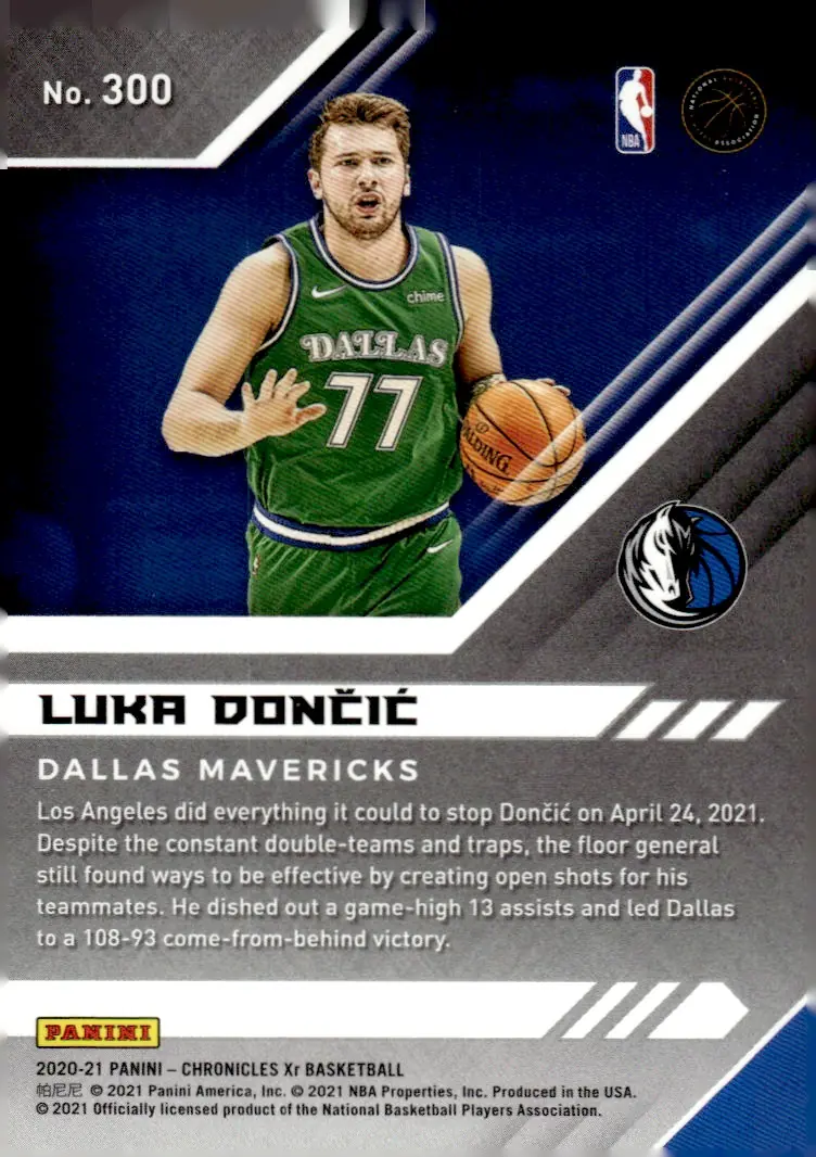 2020-21 Panini Chronicles Basketball #300 Luka Dončić (back)
