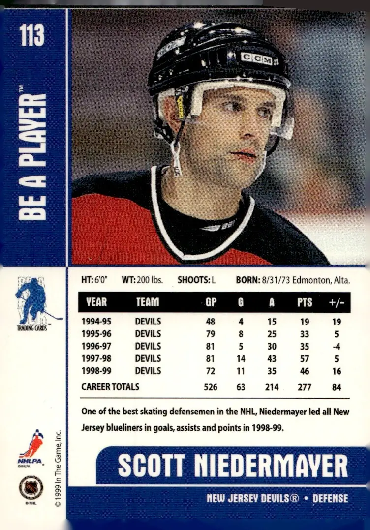 1999-00 Be A Player Memorabilia #113 Scott Niedermayer (back)