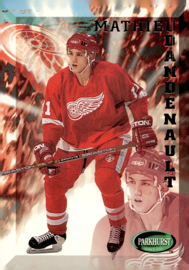 1995-96 Parkhurst International #335 Mathieu Dandenault (front)