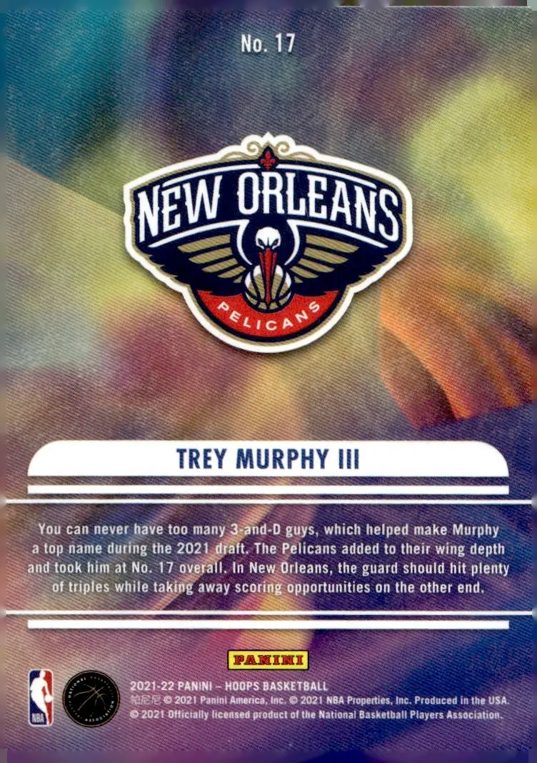 2021-22 NBA Hoops #17 Trey Murphy III (back)
