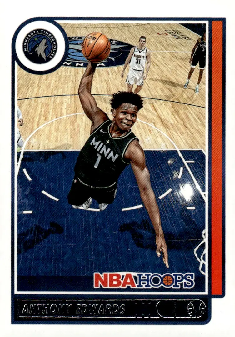 2021-22 NBA Hoops #151 Anthony Edwards (front)