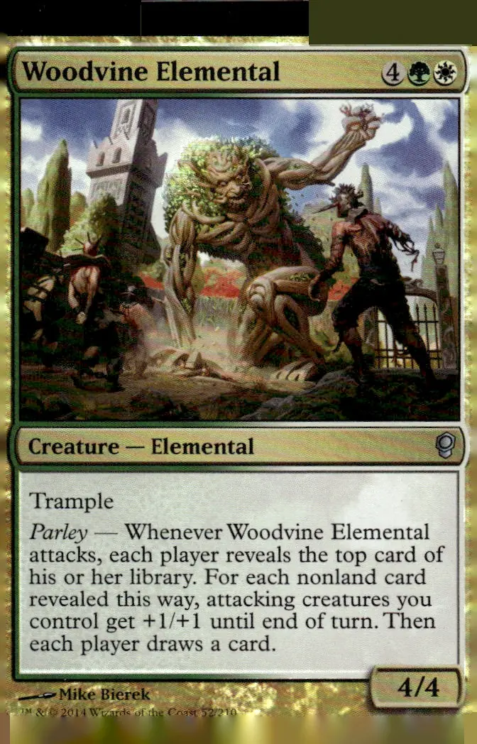 2014 Magic: The Gathering - Conspiracy (CNS) #52/210 Woodvine Elemental – Foil (front)