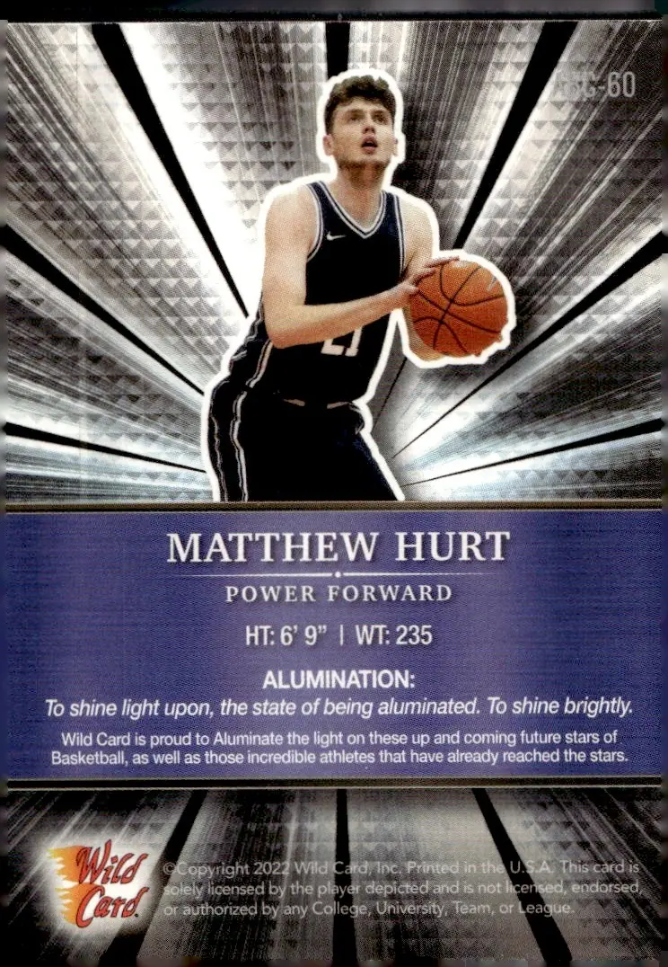 2021-22 Wild Card Alumination Basketball Edition #ABC-60 Matthew Hurt (back)