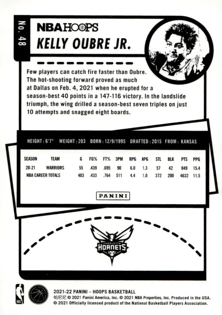 2021-22 NBA Hoops #48 Kelly Oubre Jr. (back)