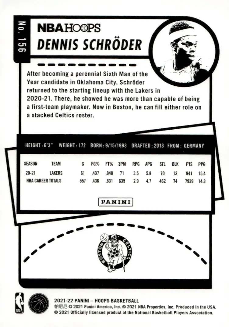 2021-22 NBA Hoops #156 Dennis Schröder (back)