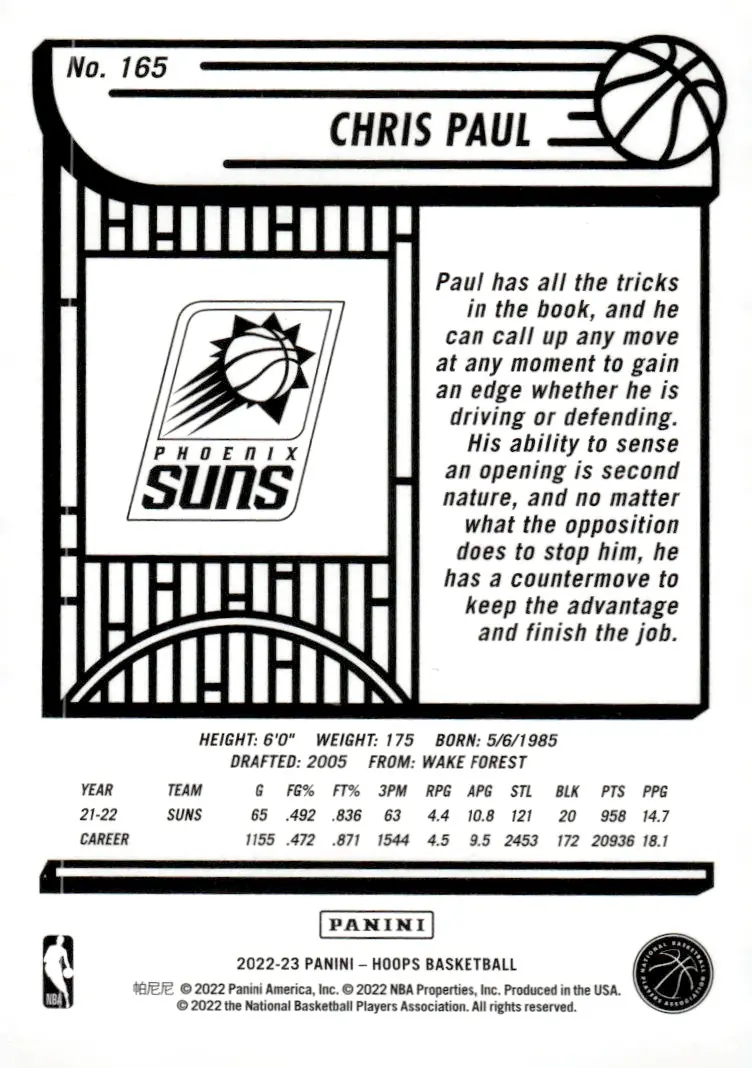 2022-23 NBA Hoops #165 Chris Paul (back)