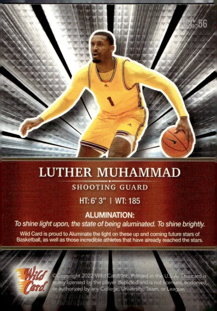 2021-22 Wild Card Alumination Basketball Edition #ABC-56 Luther Muhammad (back)