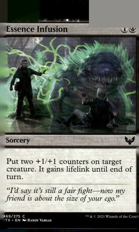 2021 Magic: The Gathering - Strixhaven: School of Mages (STX) #069/275 Essence Infusion (card name); art by Randy Vargas